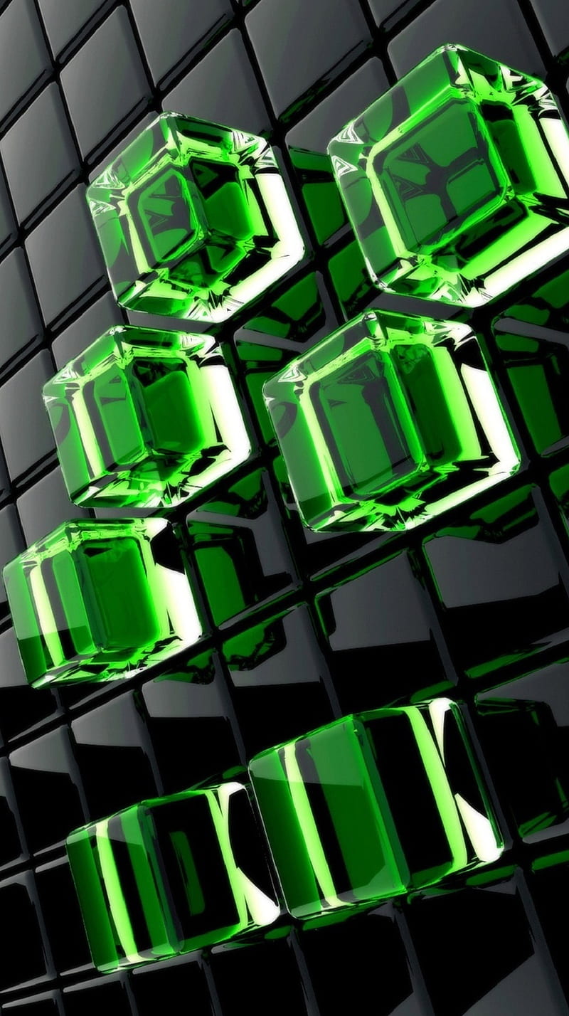 Glass Cube, abstract, cube, glass, green, HD phone wallpaper