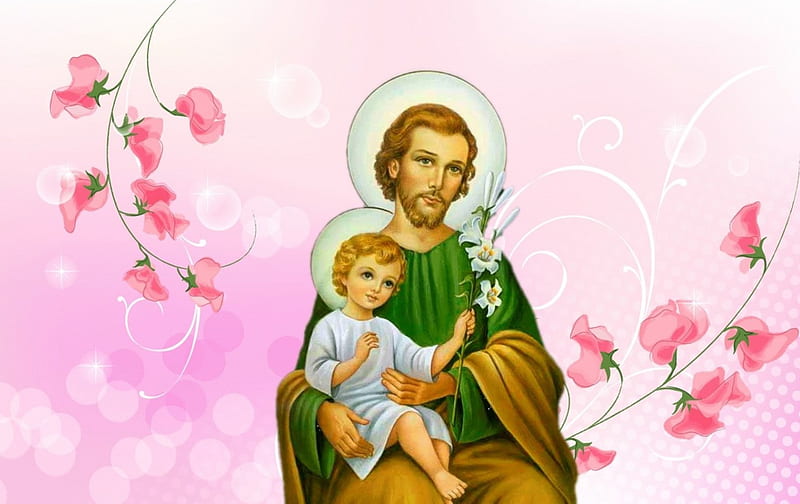 Saint Joseph and Christ, christ, jesus, joseph, father, HD wallpaper