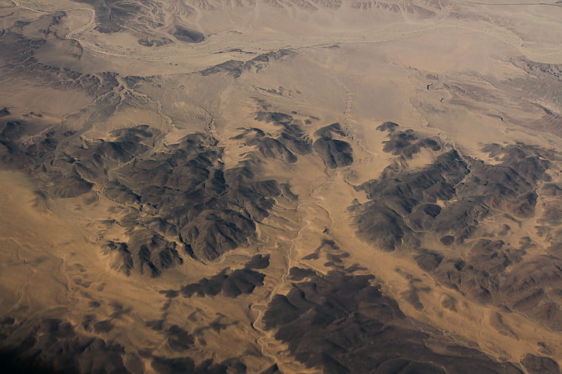 desert, mountains, aerial view, relief, brown, HD wallpaper