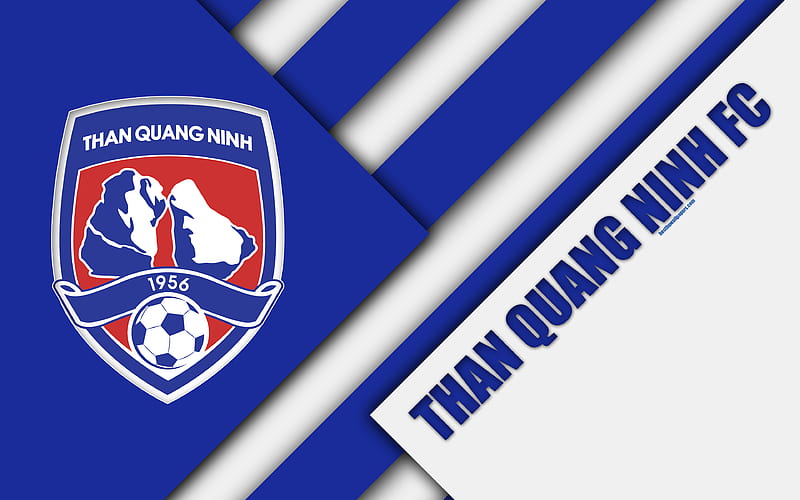 Than Quang Ninh FC material design, logo, blue white abstraction, Vietnamese football club, V-League 1, Kuangnin, Vietnam, football, HD wallpaper