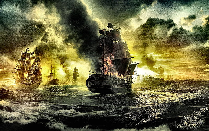 Burning Shop After Battle F Art Burning Ocean Bonito Sailing Ship 