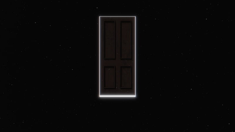 door, space, portal, dark, glow, HD wallpaper