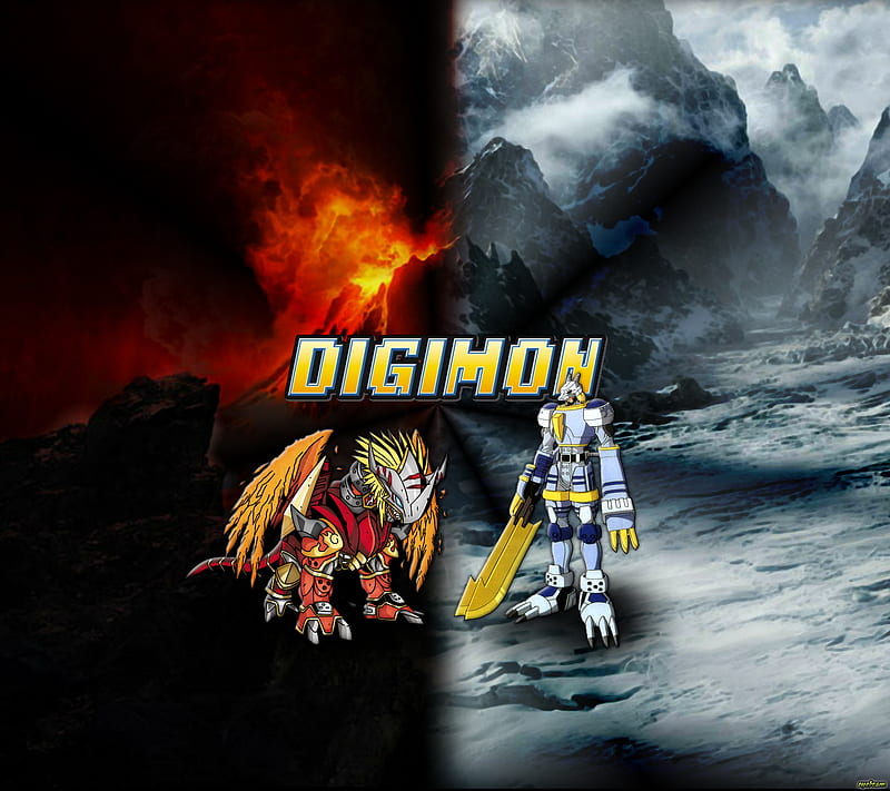 Digimon, abstract, anime, beowolf, two tone, HD wallpaper