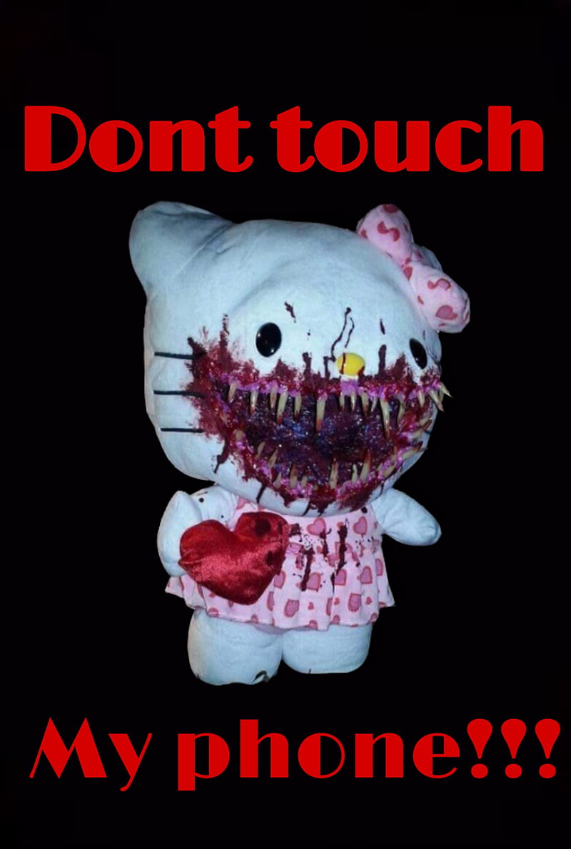 Dont touch my phone, donttouchmyphone, dontouchmyphone, warning, death, hello, kitty, HD phone wallpaper