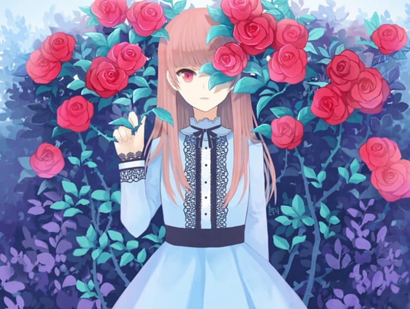 Download wallpaper 1280x1280 boy, roses, flowers, anime ipad, ipad 2, ipad  mini for parallax hd background