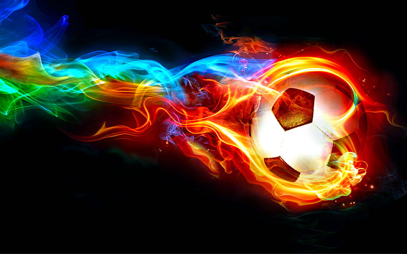 football, soccer, fire, art, ball, HD wallpaper