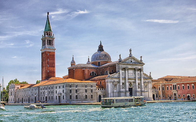 San Giorgio Maggiore, Venice, church, summer, Italy, HD wallpaper