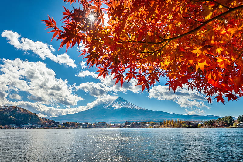 Volcanoes, Mount Fuji, Fall, japan, Lake, Landscape, Mountain, HD wallpaper