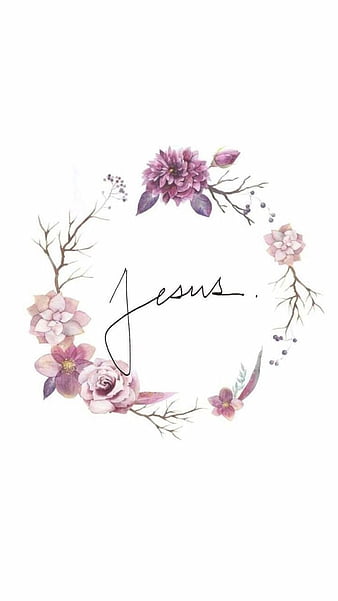 Jesus, christian, cute, father, flower, flowers, letter, luvujesus, painting, pink, HD phone wallpaper