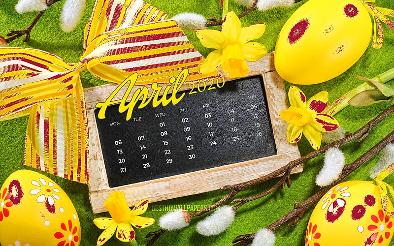 April 2020 Calendar, Easter attributes, 2020 calendar, spring calendars, April 2020, Easter, April 2020 Easter calendar, Calendar April 2020, artwork, 2020 calendars, 2020 April Calendar, HD wallpaper
