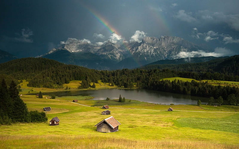 rainbow lodges glade valley sky-Beautiful natural scenery, HD wallpaper