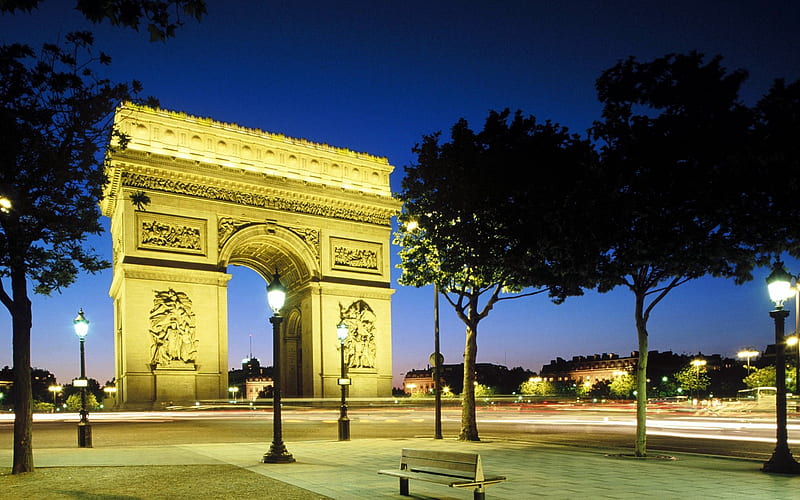 France-Arc de Triomphe at night, HD wallpaper