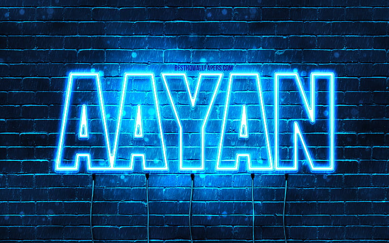 Aayan, , with names, Aayan name, blue neon lights, Happy Birtay Aayan, popular arabic male names, with Aayan name, HD wallpaper