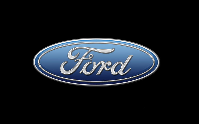 Ford logo, Ford emblem on a black background, Ford, automobile brand, Ford emblem, HD wallpaper