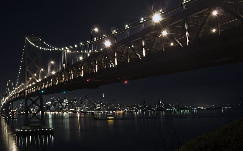The bay bridge by night-graphy selected fourth series, HD wallpaper