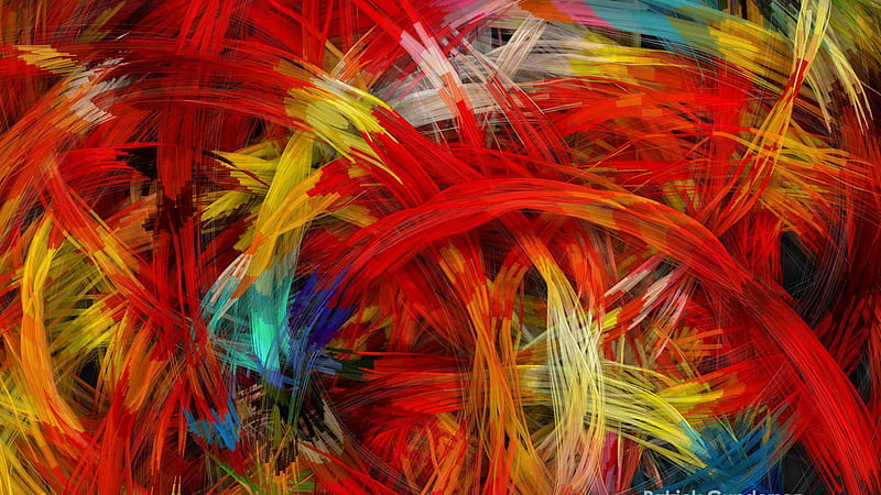 Red Yellow Blue White Paint Lines Abstraction Abstract, HD wallpaper