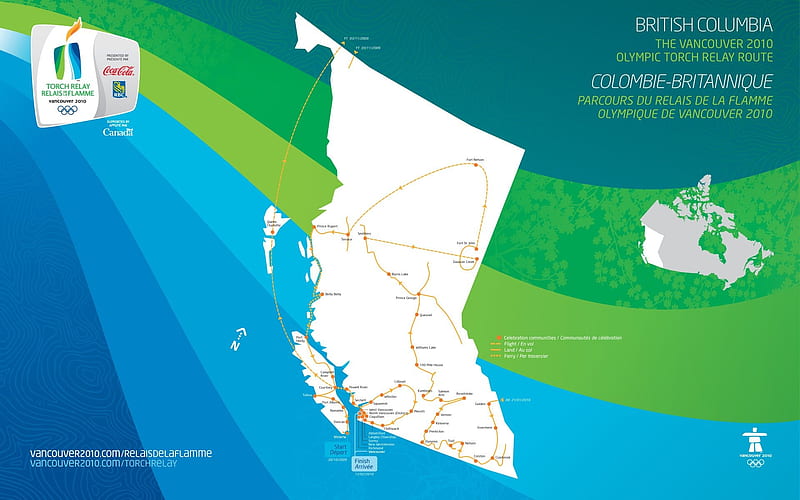 2010 Olympic torch relay route in British Columbia, HD wallpaper