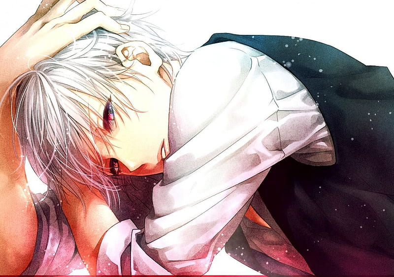 Anime boy covering his, suit, hot, white, anime, HD wallpaper