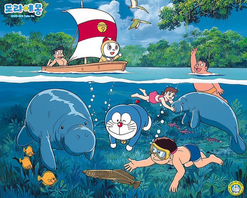 Anime, Doraemon, Manatee, HD wallpaper