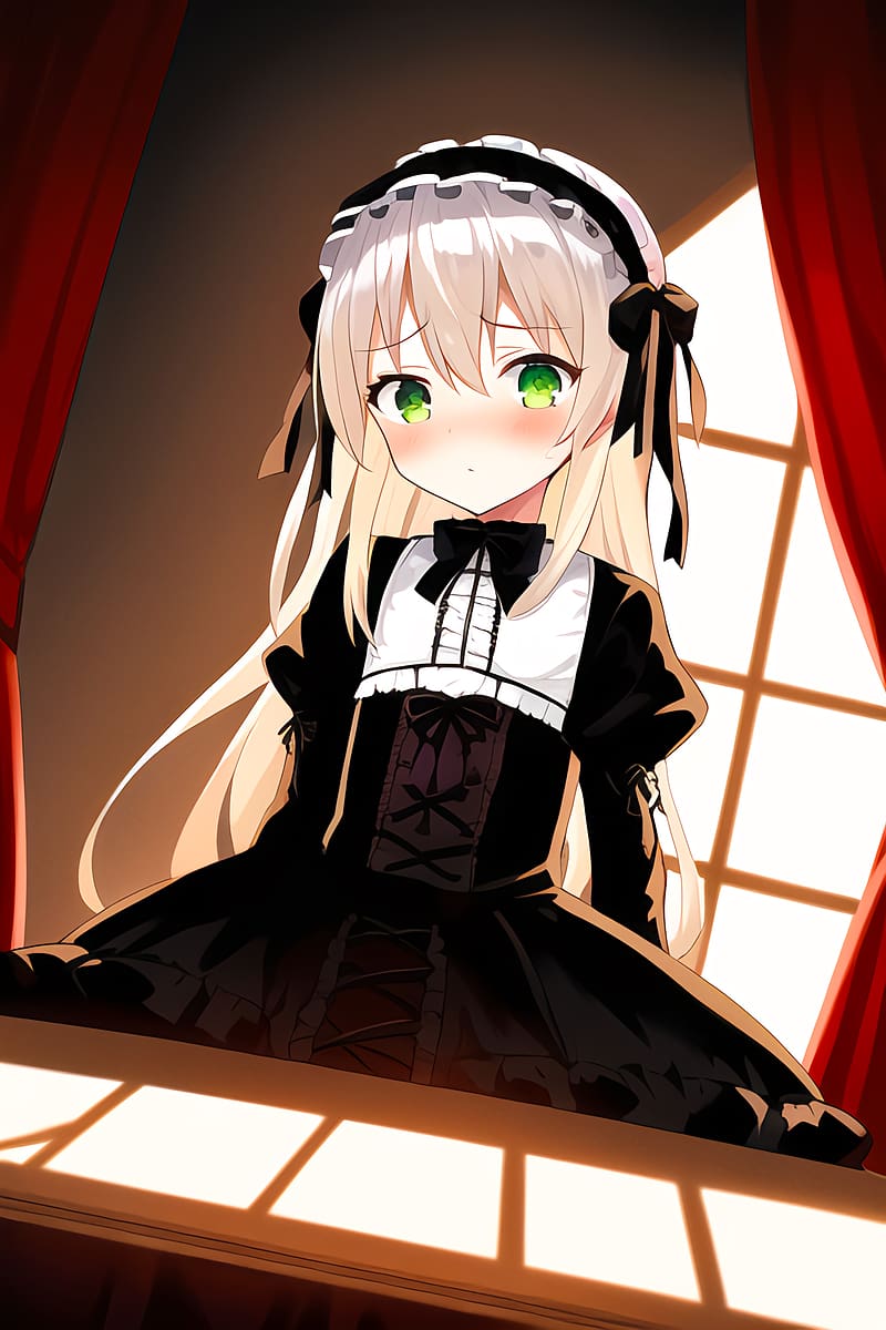 Girl, blush, maid, anime, window, HD phone wallpaper | Peakpx