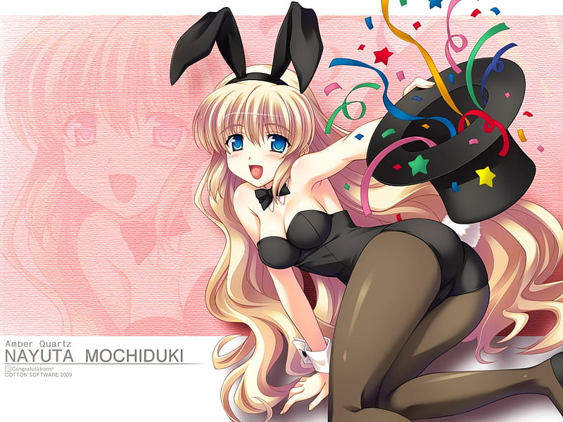 Magician Bunny, female, girl, anime, hot, bunny, magic, sexy, hat, HD wallpaper