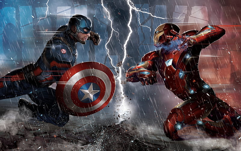 Iron Man, Captain America, Civil War, Chris Evans, Robert Downey, Tony Stark, HD wallpaper