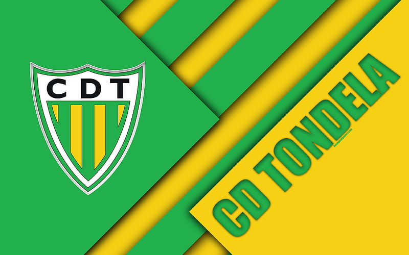 CD Tondela, Portuguese football club logo, material design, yellow green abstraction, Primeira Liga, Tondela, Portugal, football, Premier League, HD wallpaper