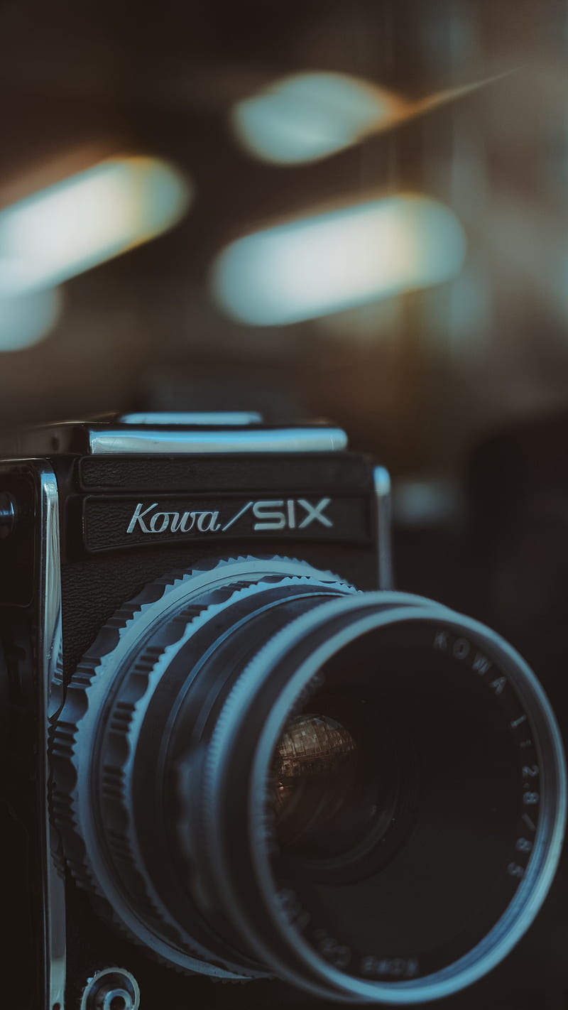 Old Camera Lens , kowa, six, gray, black, technology, HD phone wallpaper