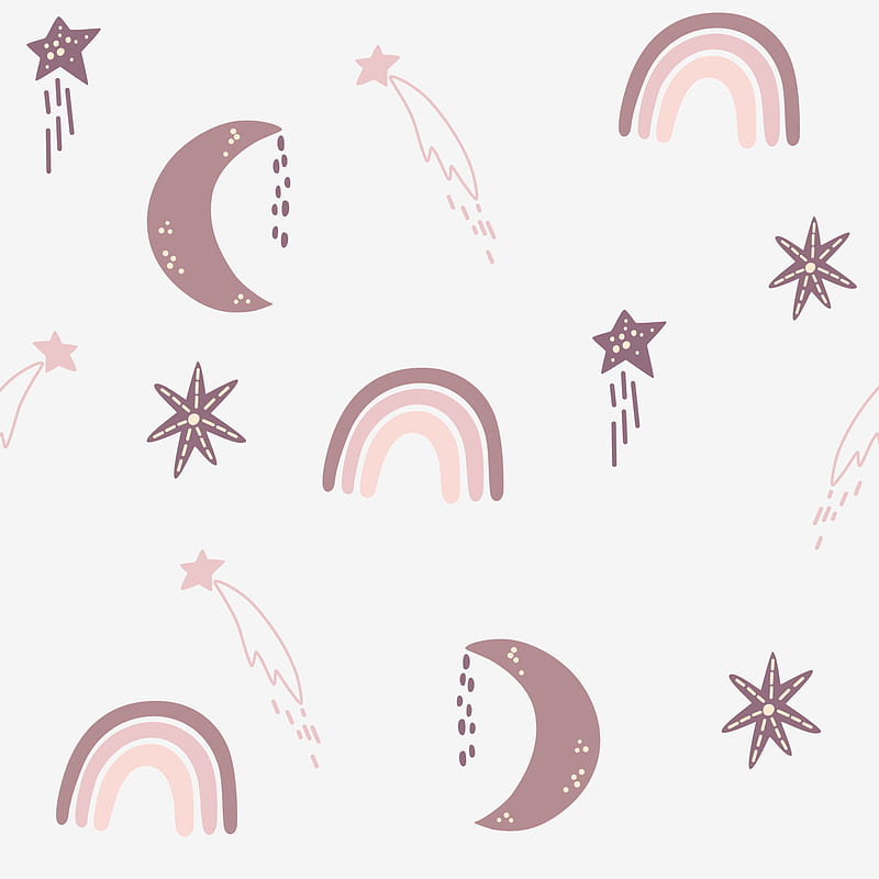 Rainbows moon and stars seamless pattern. Boho style. Perfect for kids for fabric, textile, clothes, paper, scrapbooking, planner, sticker, nursery. Hand Draw Vector illustration. 4263043 Vector Art at Vecteezy, Bohemian Moon, HD phone wallpaper