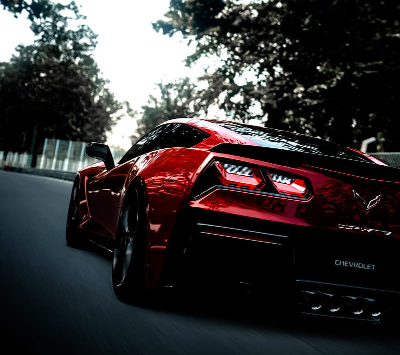 Corvette, car, red, tuned, HD wallpaper