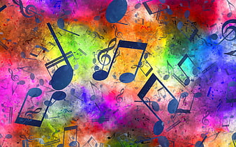 music texture, grunge music background, music concepts, background with notes, musical notes, HD wallpaper