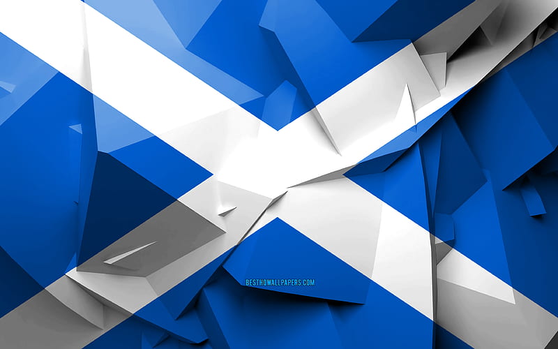 Flag of Scotland, geometric art, European countries, Scotland flag, creative, Scotland, Europe, Scotland 3D flag, national symbols, HD wallpaper
