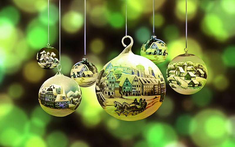 garter balls, Christmas, green decorations, green balls, Happy New year, xmas decoration, xmas balls, Merry Christmas, xmas, HD wallpaper