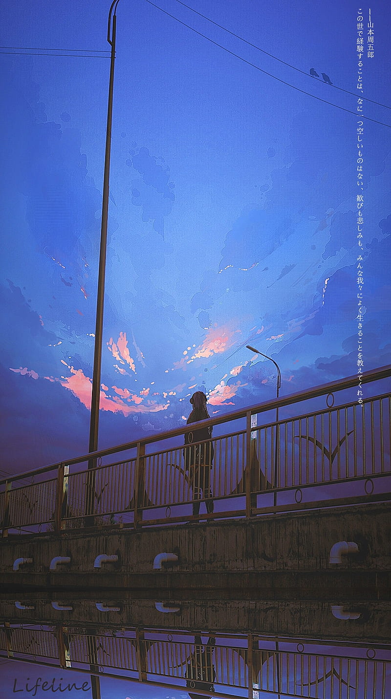 Anime Girl Sitting On The Bridge Watching The Sunset Live Wallpaper -  MoeWalls