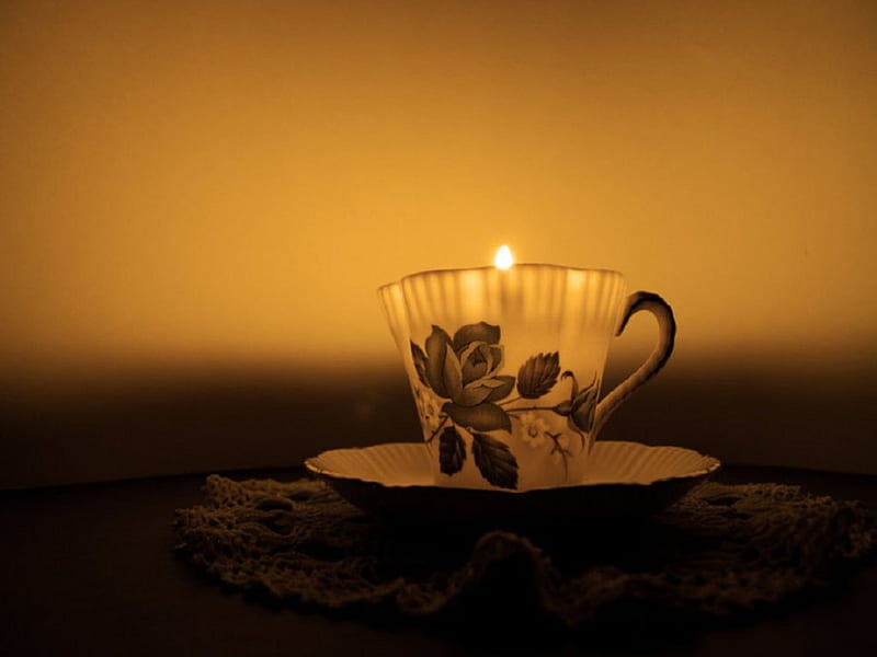Let there be light, candle, still life, saucer, flowers, teacup, HD  wallpaper | Peakpx
