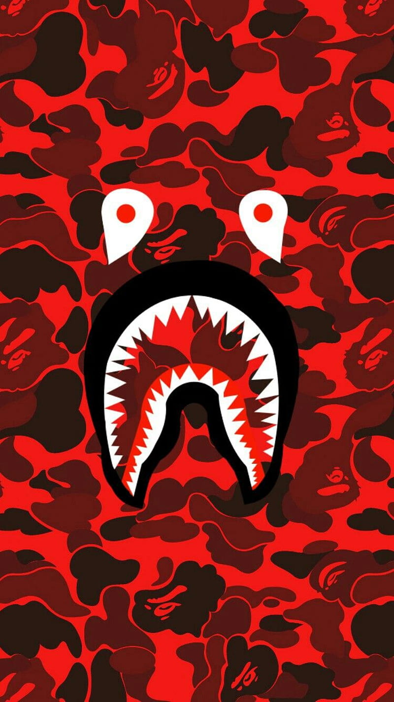 Bape Shark, black, red, rolling, pain, lucky, stones, rock, white, bape, shark, HD phone wallpaper