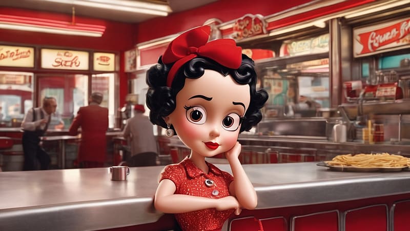 Betty Boop, boop, diner, woman, betty, HD wallpaper