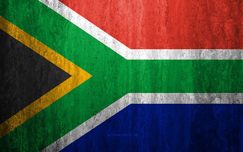 Flag of South Africa stone background, grunge flag, Africa, South Africa flag, grunge art, national symbols, South Africa, stone texture, HD wallpaper