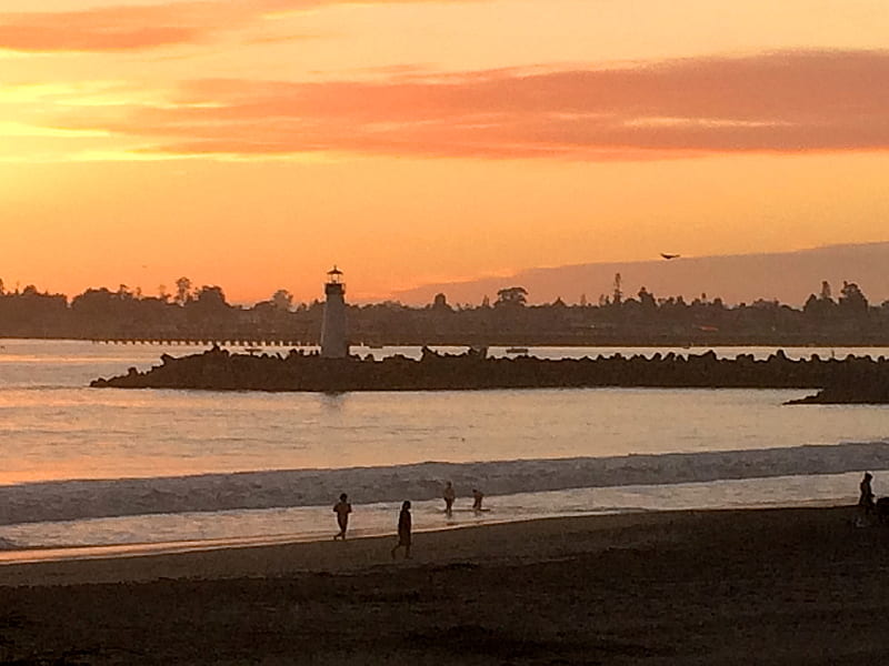 Santa Cruz Sunset, Coast, California, Monterey Bay, Sunset, Santa Cruz, HD wallpaper