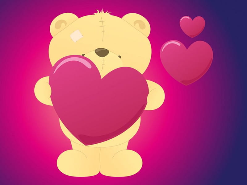 I LOVE YOU, BEAR, TEDDY, HEARTS, LOVE, HD wallpaper