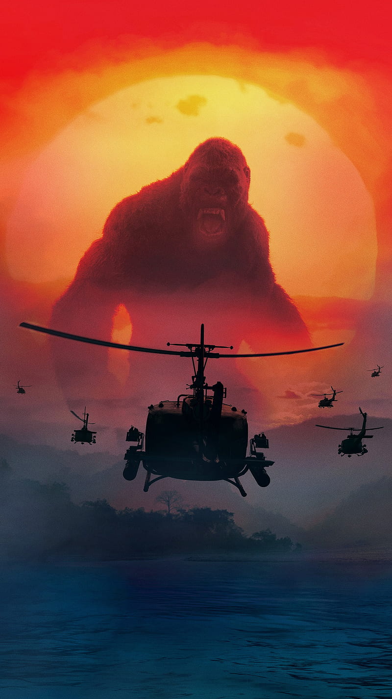 Kong Skull Island, helicopters, king kong, kong, movie, HD phone wallpaper