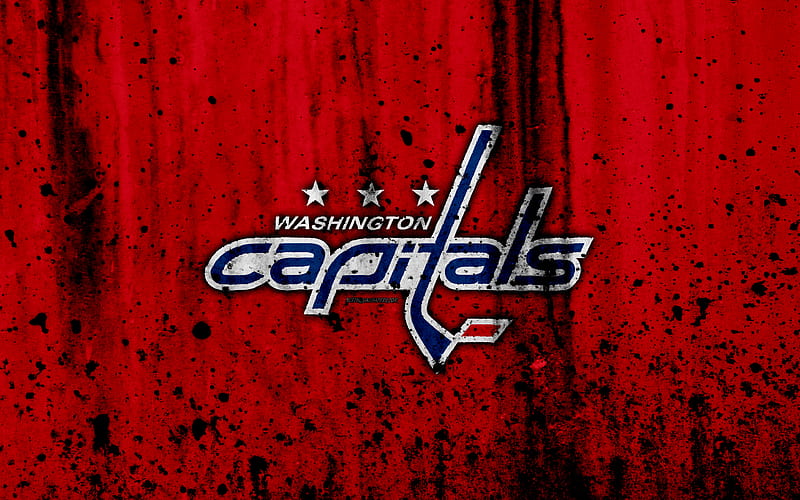 Boston Bruins, grunge, NHL, hockey, art, Washington Capitals, USA, logo, stone texture, Caps, Metropolitan Division, HD wallpaper