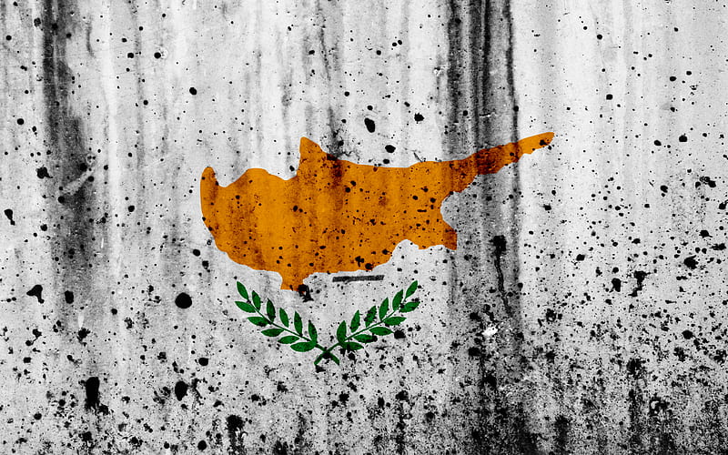Cypriot flag grunge, flag of Cyprus, Europe, Cyprus, national symbolism, coat of arms of Cyprus, Cypriot coat of arms, HD wallpaper