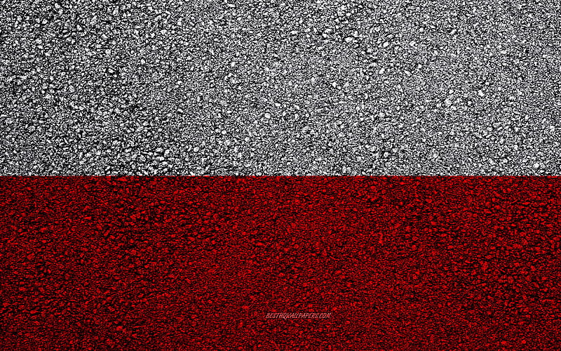 Flag of Poland, asphalt texture, flag on asphalt, Poland flag, Europe, Poland, flags of european countries, HD wallpaper