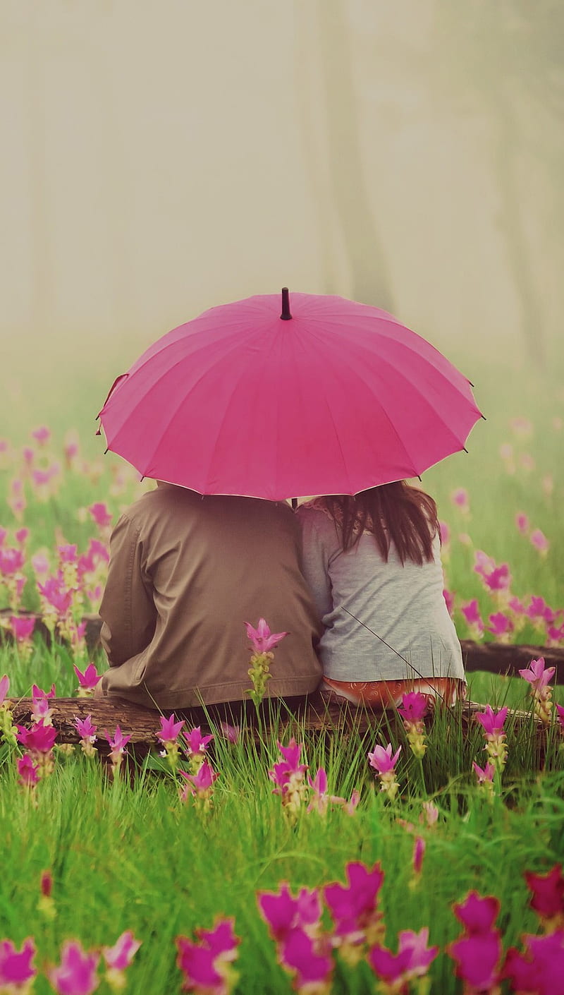 Romantic Couple, love, lovers, umbrella, HD phone wallpaper