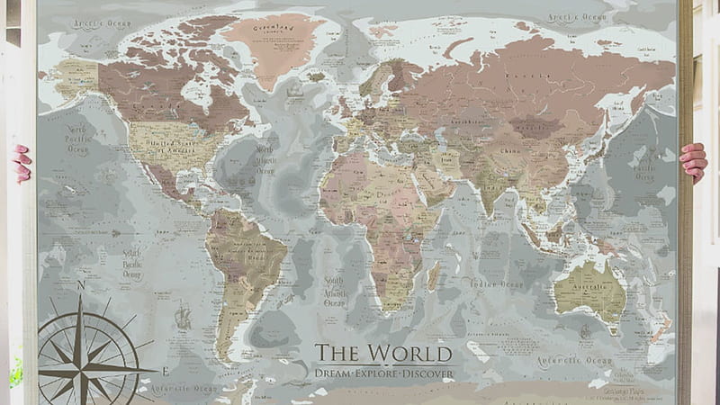 Vintage Old World - World Push Pin Map – GeoJango Maps, World Map Dual Monitor, HD wallpaper