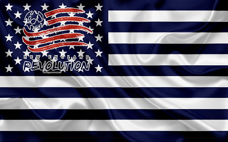 New England Revolution, American soccer club, American creative flag, blue gray flag, MLS, Greater Boston, Massachusetts, USA, logo, emblem, Major League Soccer, silk flag, soccer, football, HD wallpaper