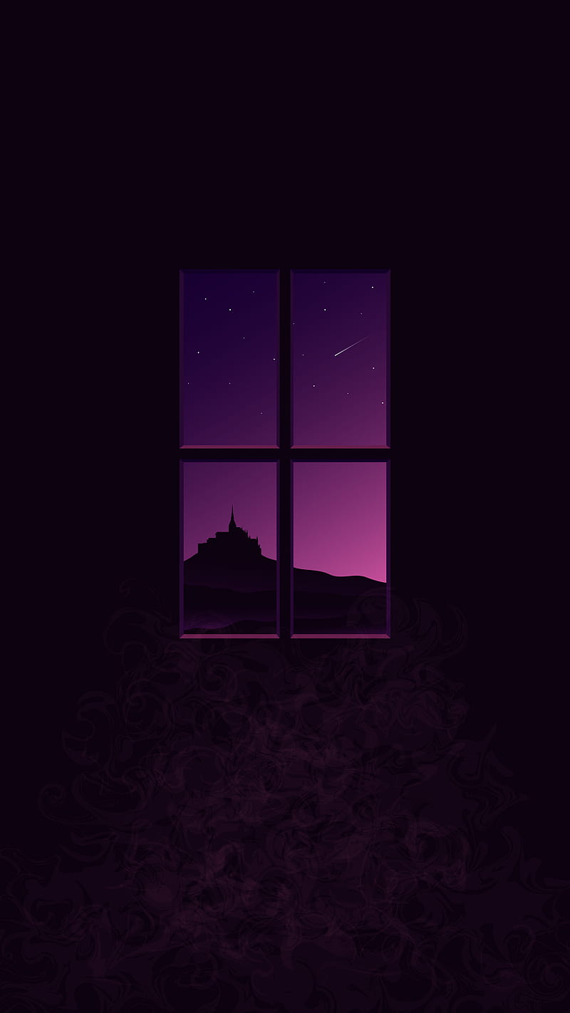 Distant Castle, art, dark, illustration, night, smoke, window, HD phone wallpaper