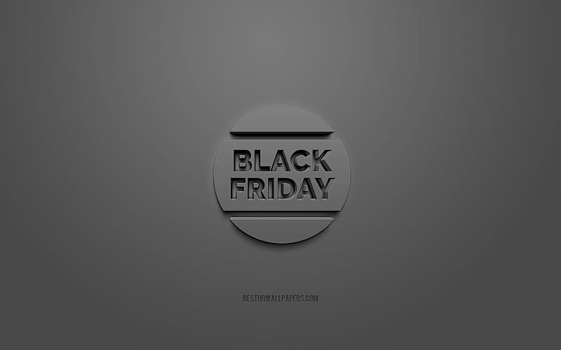 Black Friday 3d icon, black background, 3d symbols, Black Friday, creative 3d art, 3d icons, Discount sign, Sale 3d icons, HD wallpaper