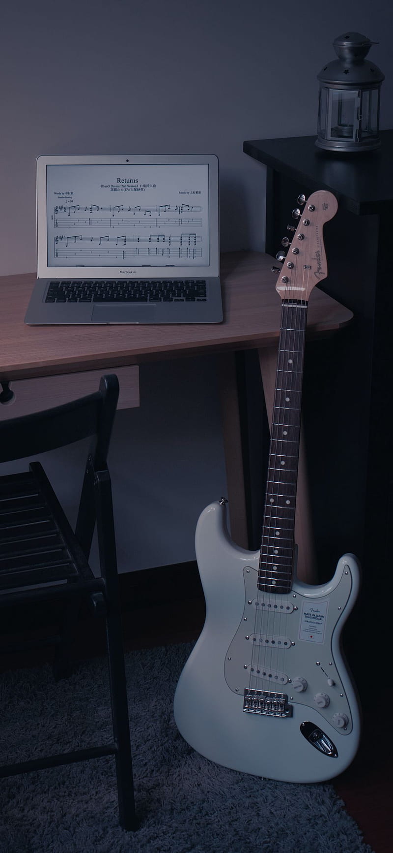 Electric guitar, electric, guitar, laptop, music, notes, HD phone wallpaper